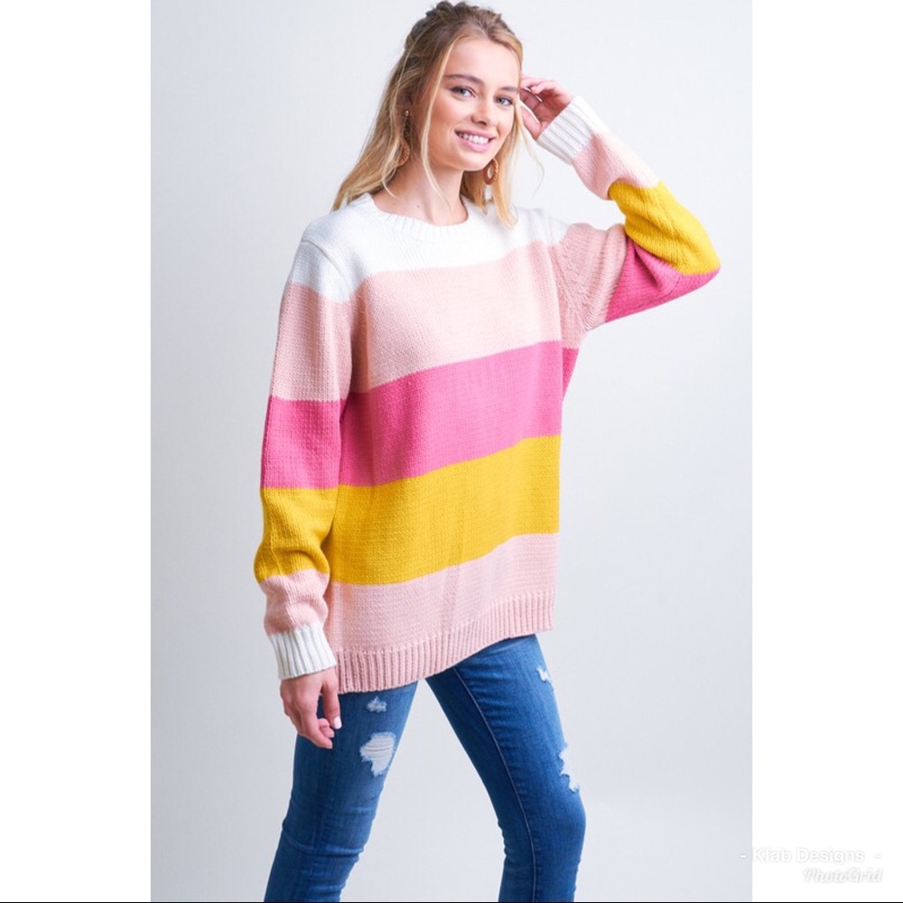 š„°LAST! Color Block Multi Stripe Relaxed Sweater! - Picture 5 of 6